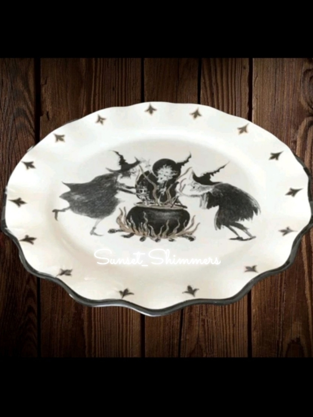 4 Potters Studio Witches Brew Cauldron Halloween Witch Ceramic Dinner Plate Set - Picture 7 of 8